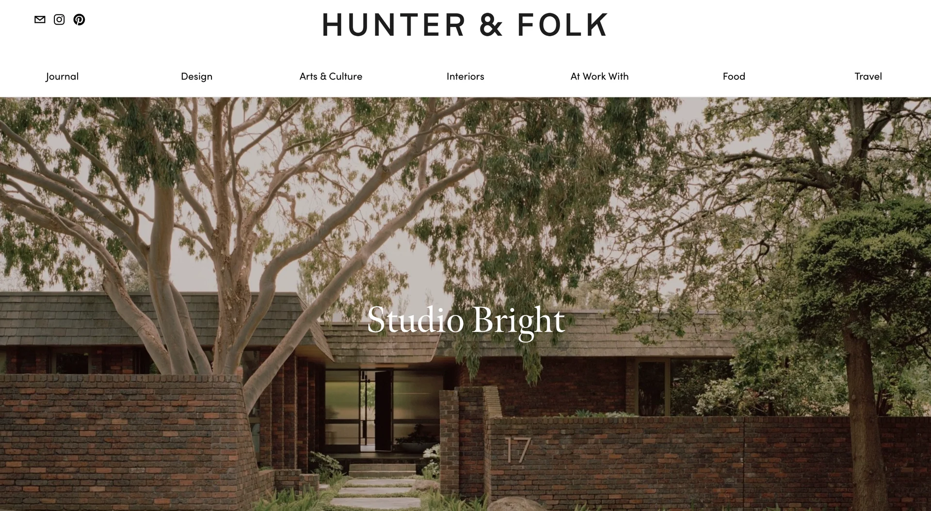 Screenshot of  Hunter & Folk homepage built on Squarespace