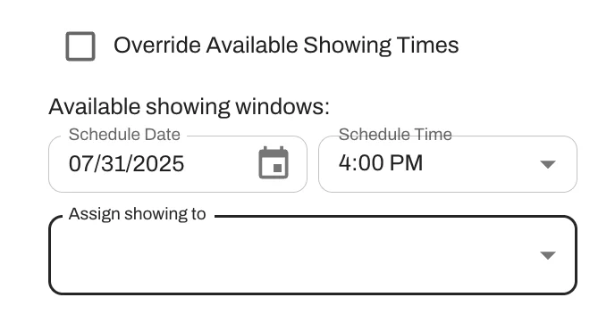 Manage your available showing windows when manually scheduling in the Command Center. 