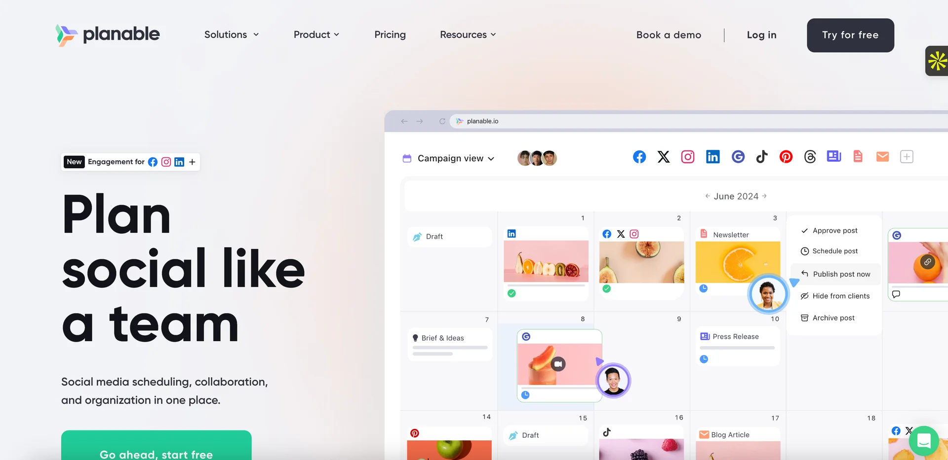 Screenshot of Planable Homepage