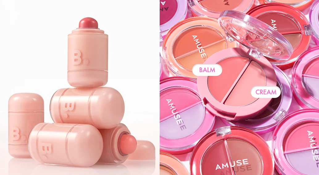 바닐라코와 어뮤즈의 밤 타입과 크림 타입 등 다양한 텍스처의 립앤치크 멀티 제품 이미지