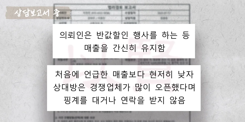 권리금 사기 피해 상담보고서 중
