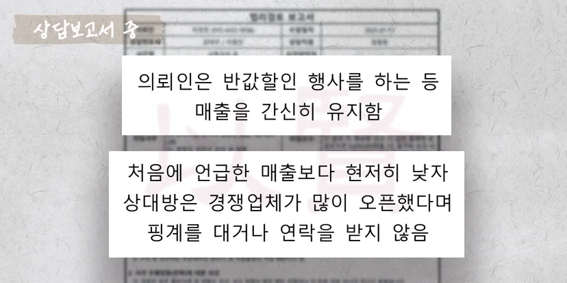 권리금 사기 피해 상담보고서 중