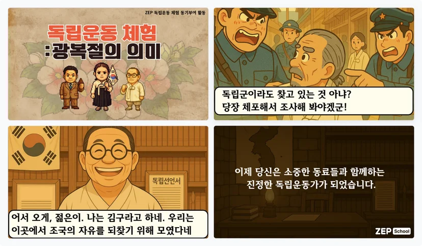 젭스쿨 독립운동 체험: 광복절의 의미 수업 자료 꾸러미