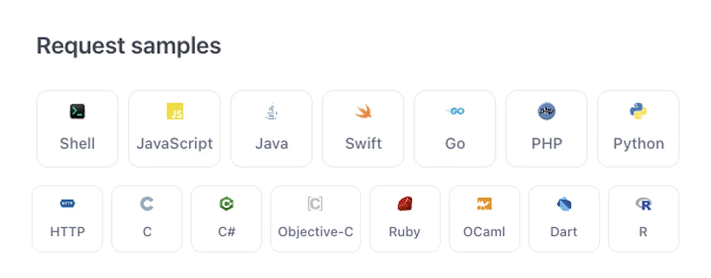 API 연동 샘플 언어