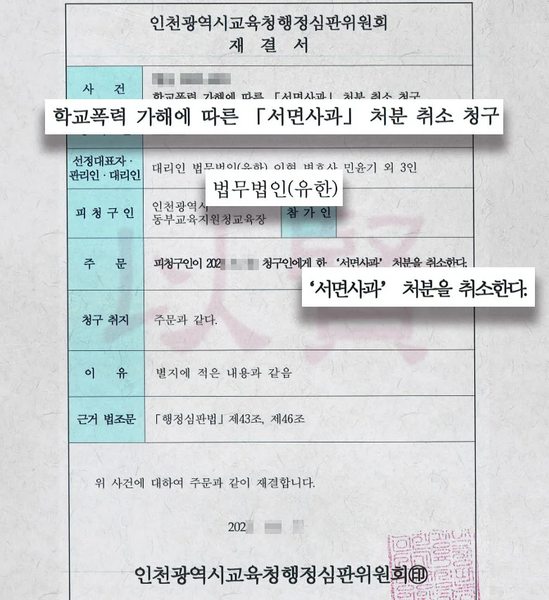 학폭 맞신고 처분 취소 실제 사례