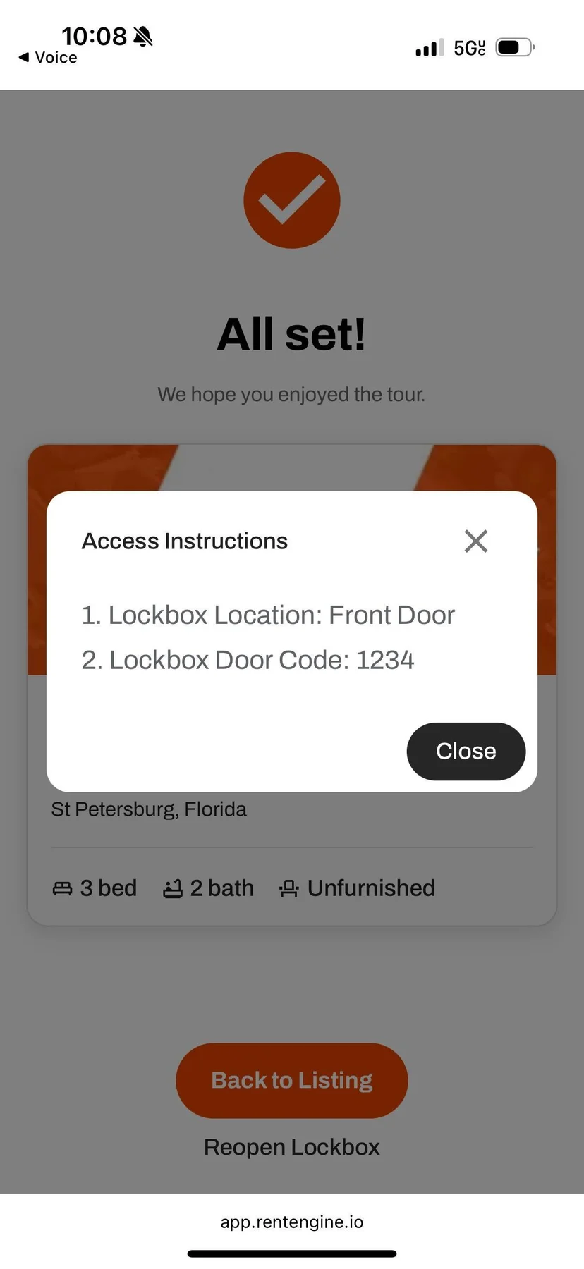 Prospects can now temporarily re-access their lockbox code after completing a showing.