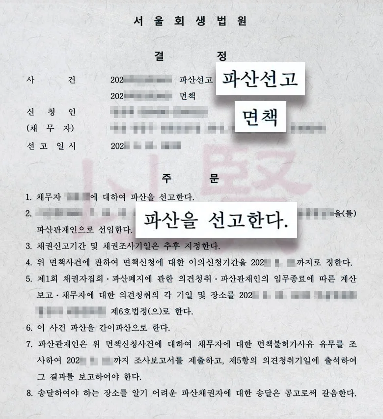 개인파산으로 인한 채무 전액 탕감한 실제 사례
