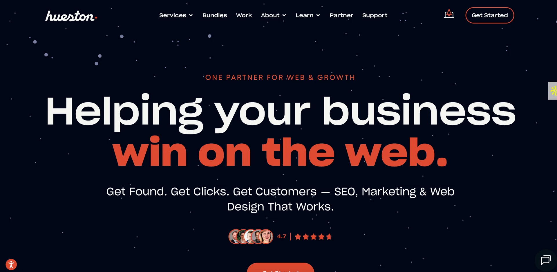 Screenshot of Hueston's homepage