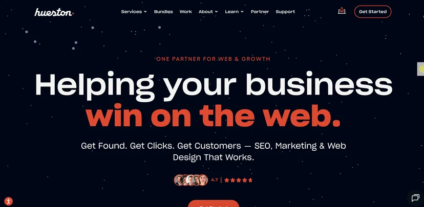 Screenshot of Hueston's homepage