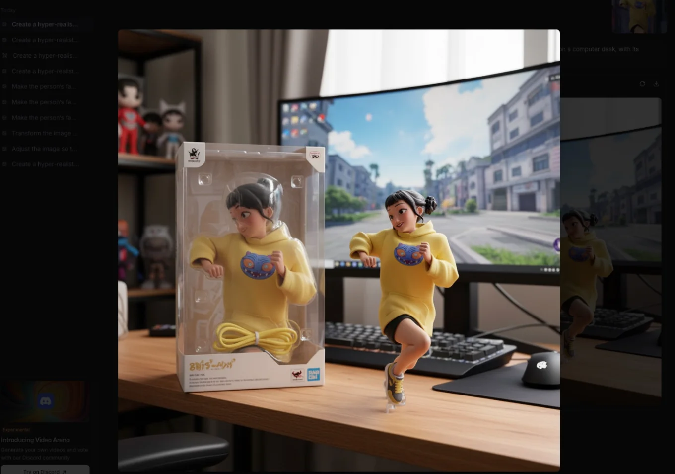 AI 나노바나나를 이용해 '케이팝데몬헌터스' 조이의 2D 사진을 3D 피규어처럼 생성한 이미지.