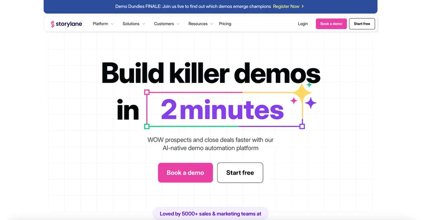 Screenshot of Storylane's homepage