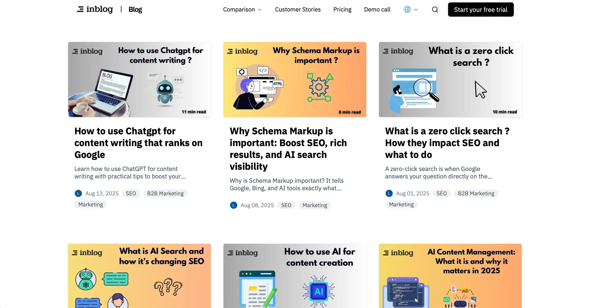 Screenshot of Inblog's Blog