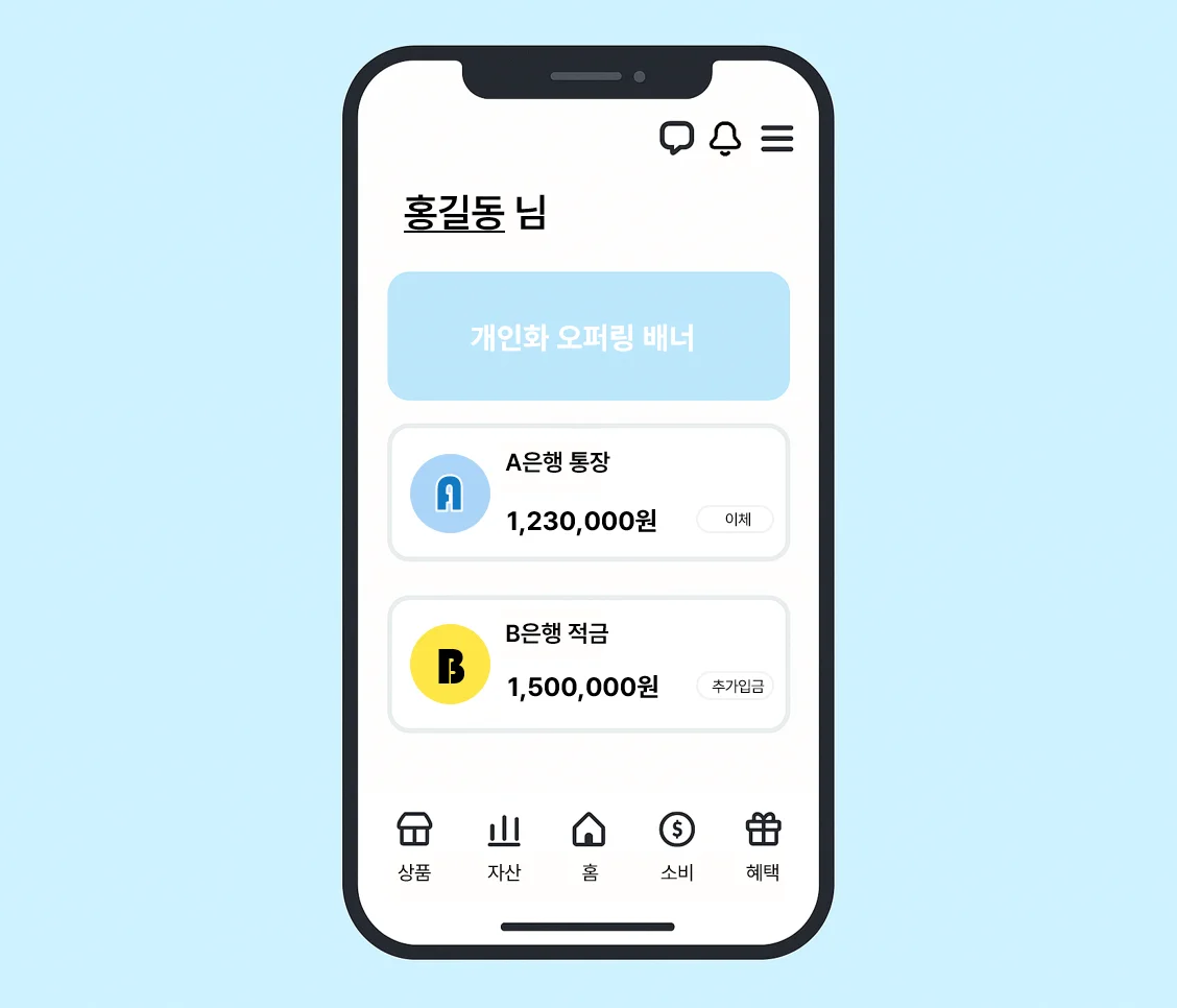 개인화오퍼링, 개인화추천, 초개인화, 금융마케팅, 유니버설뱅킹, 슈퍼앱