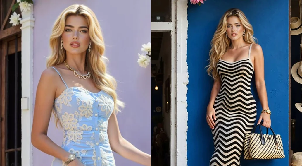 패션잡지 보그(Vogue) 2025년 8월 호에 실린 게스(Guess) 광고 중 AI 모델