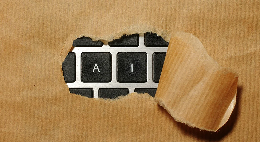 종이 포장지를 뜯어 드러난 AI 키보드