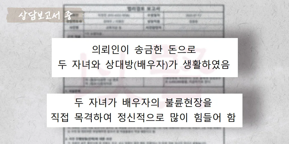 배우자의 외도로 인한 상담보고서