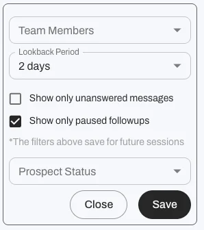 New filter lets you view only prospects with paused follow-ups.