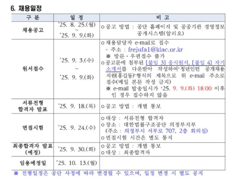 "대한법률구조공단 채용일정"