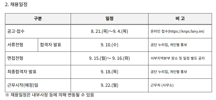 "국립공원공단 채용 일정"