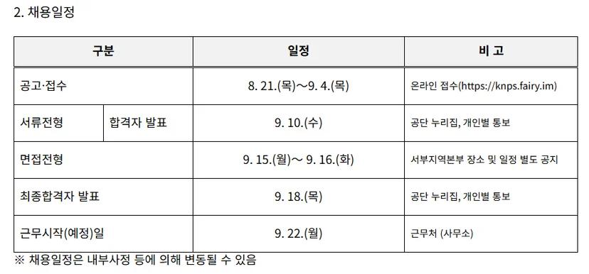 "국립공원공단 채용 일정"