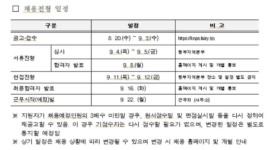 "국립공원공단 채용 일정'