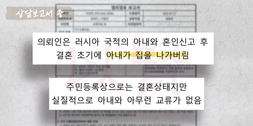 국제결혼 이혼 상담보고서