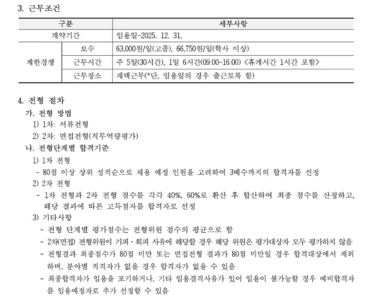 "한국교육개발원 청년인턴 근무조건 및 전형절차"
