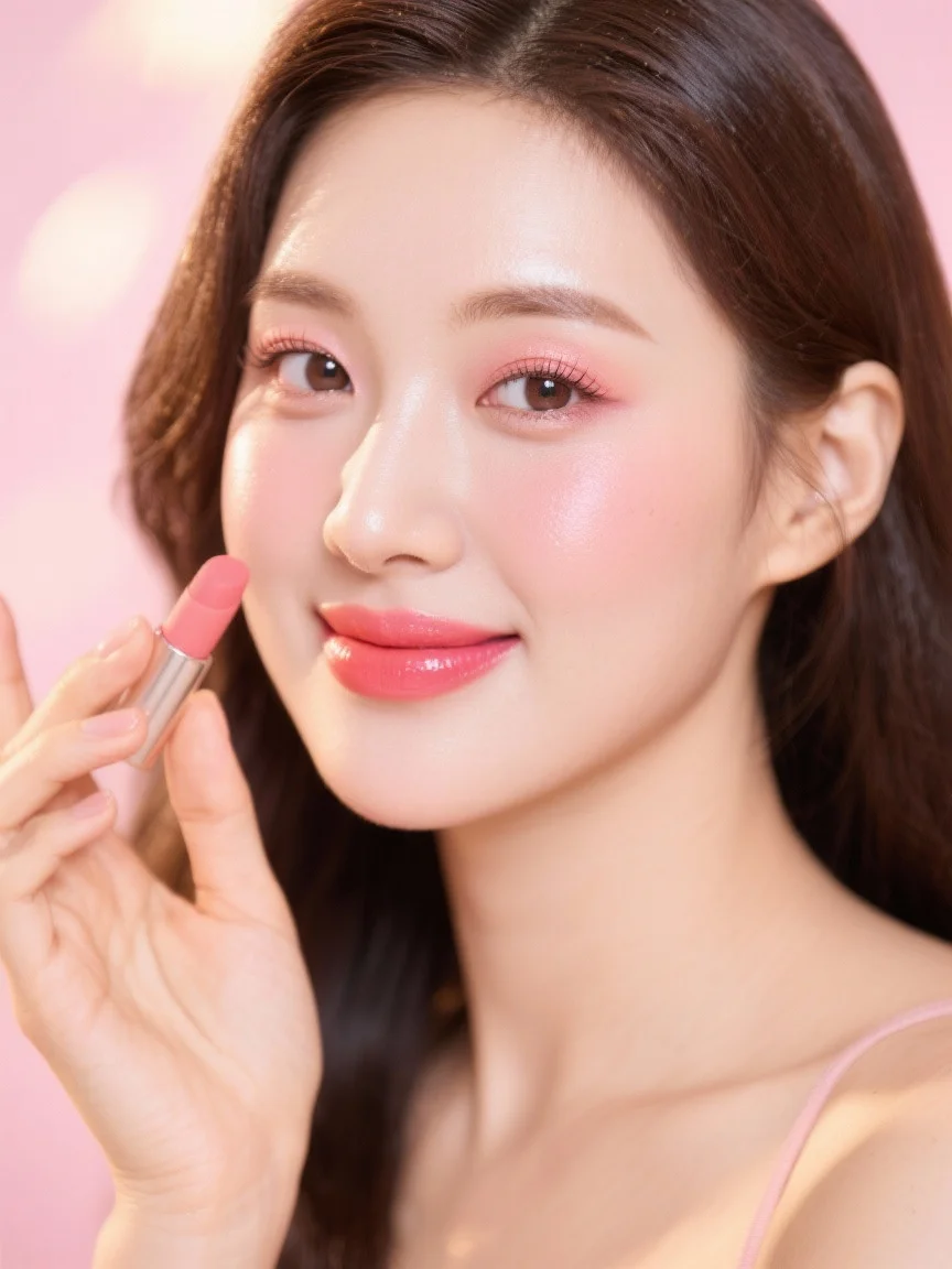 AI로 생성한 20대 한국인 여성의 색조 브랜드 화보 사진