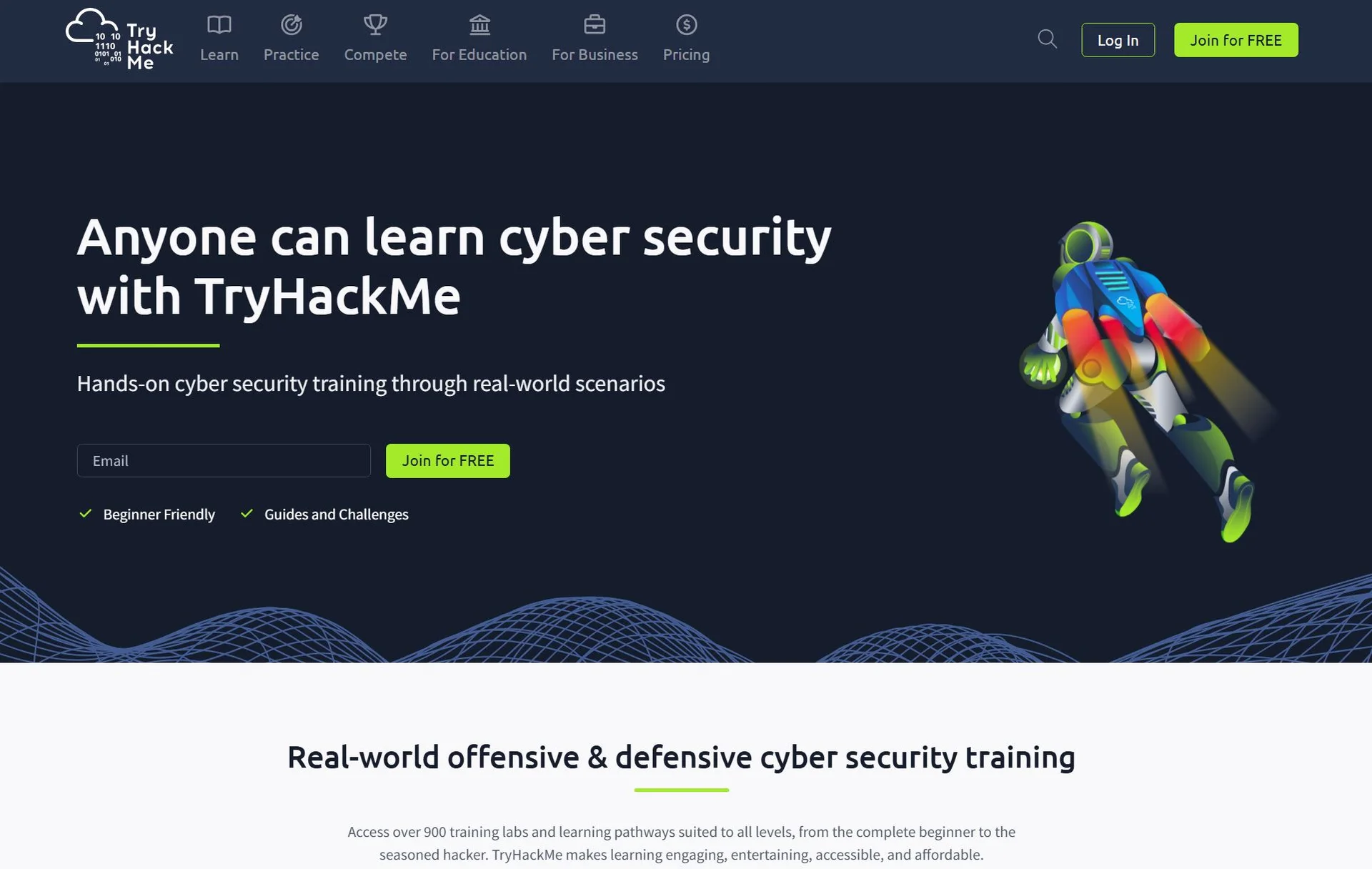 TryHackMe 메인 화면 캡쳐 이미지