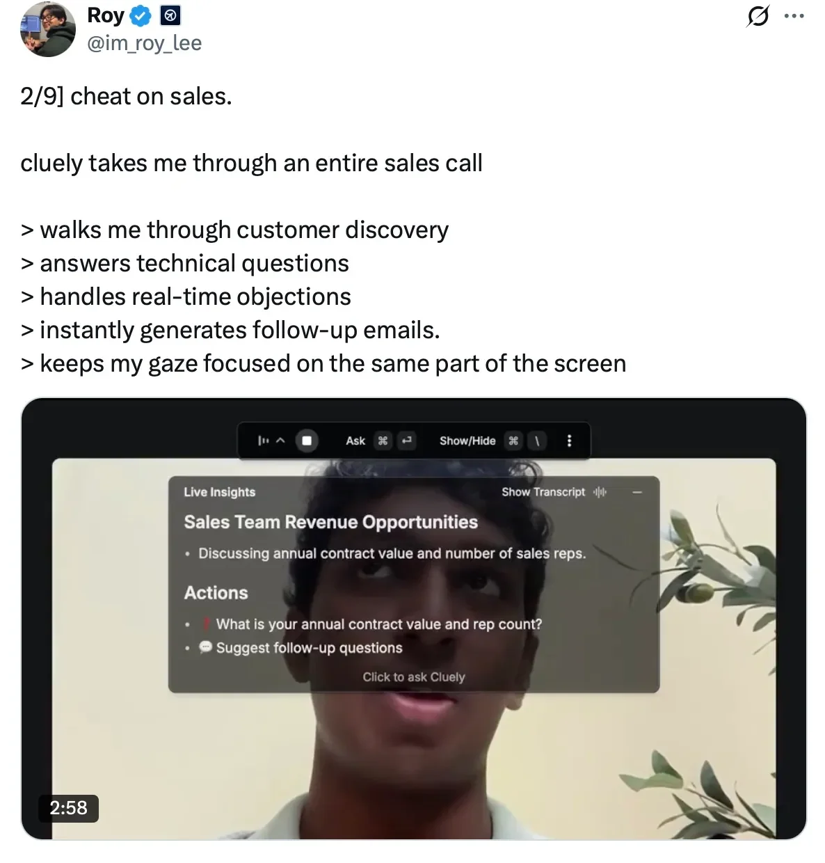 cheating with Cluely
