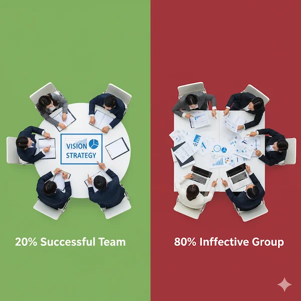 성공하는 탑팀(우측)과 비효과적인 탑팀(우측)