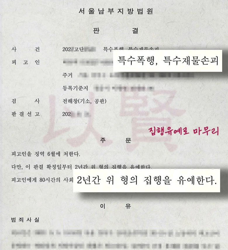 법무법인 이현 특수폭행 집행유예 사례