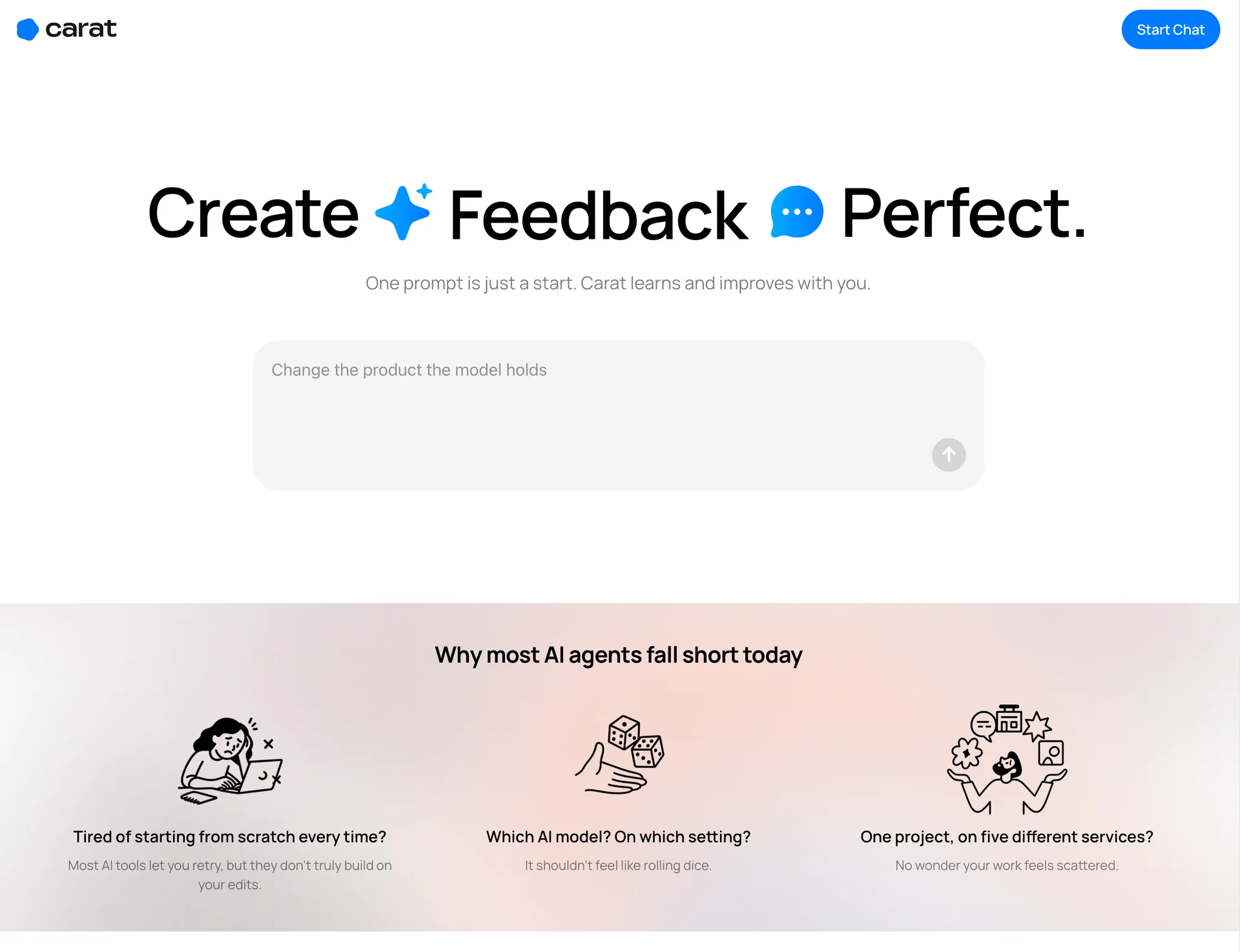 캐럿 글로벌 버전의 랜딩페이지