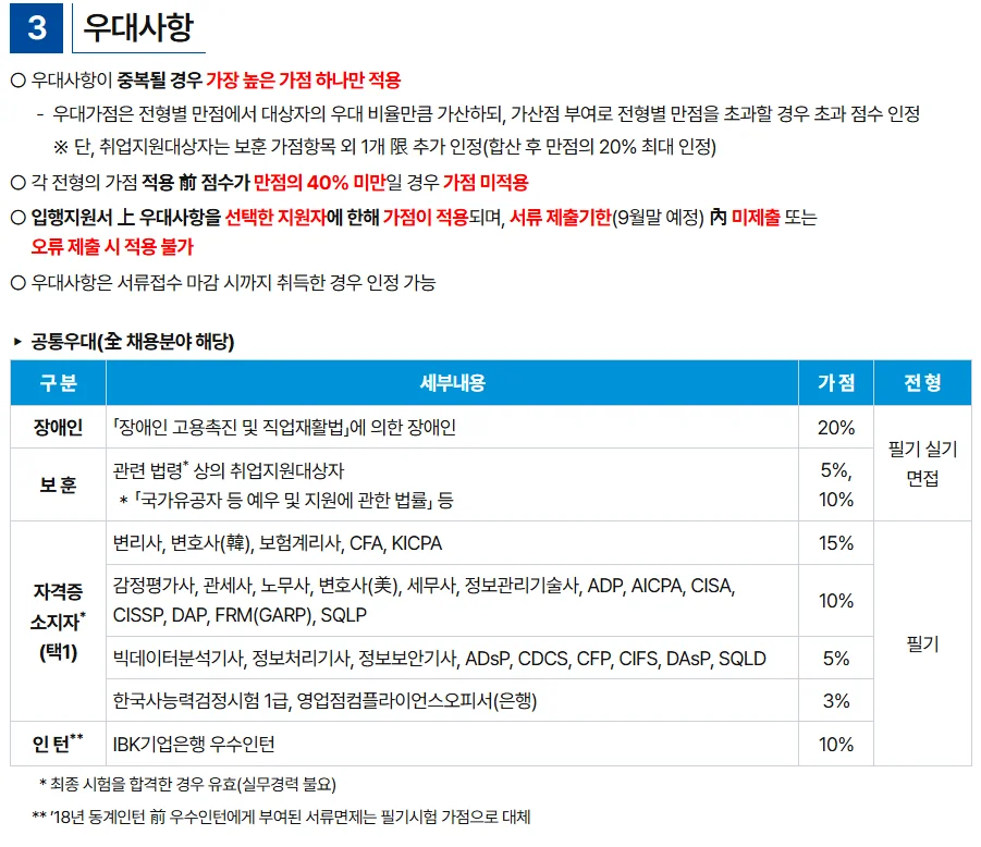 "IBK기업은행 우대사항"