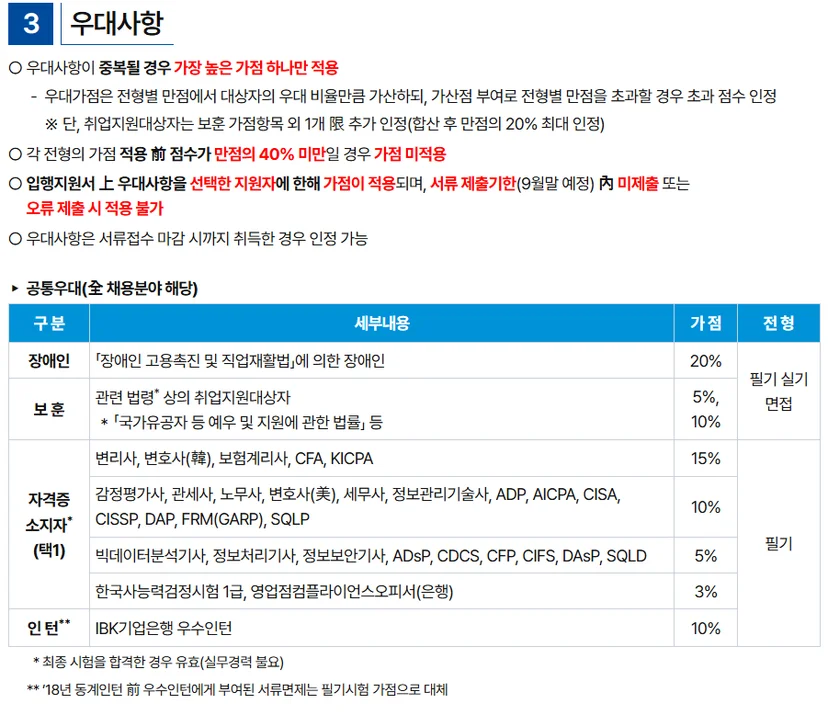 "IBK기업은행 우대사항"