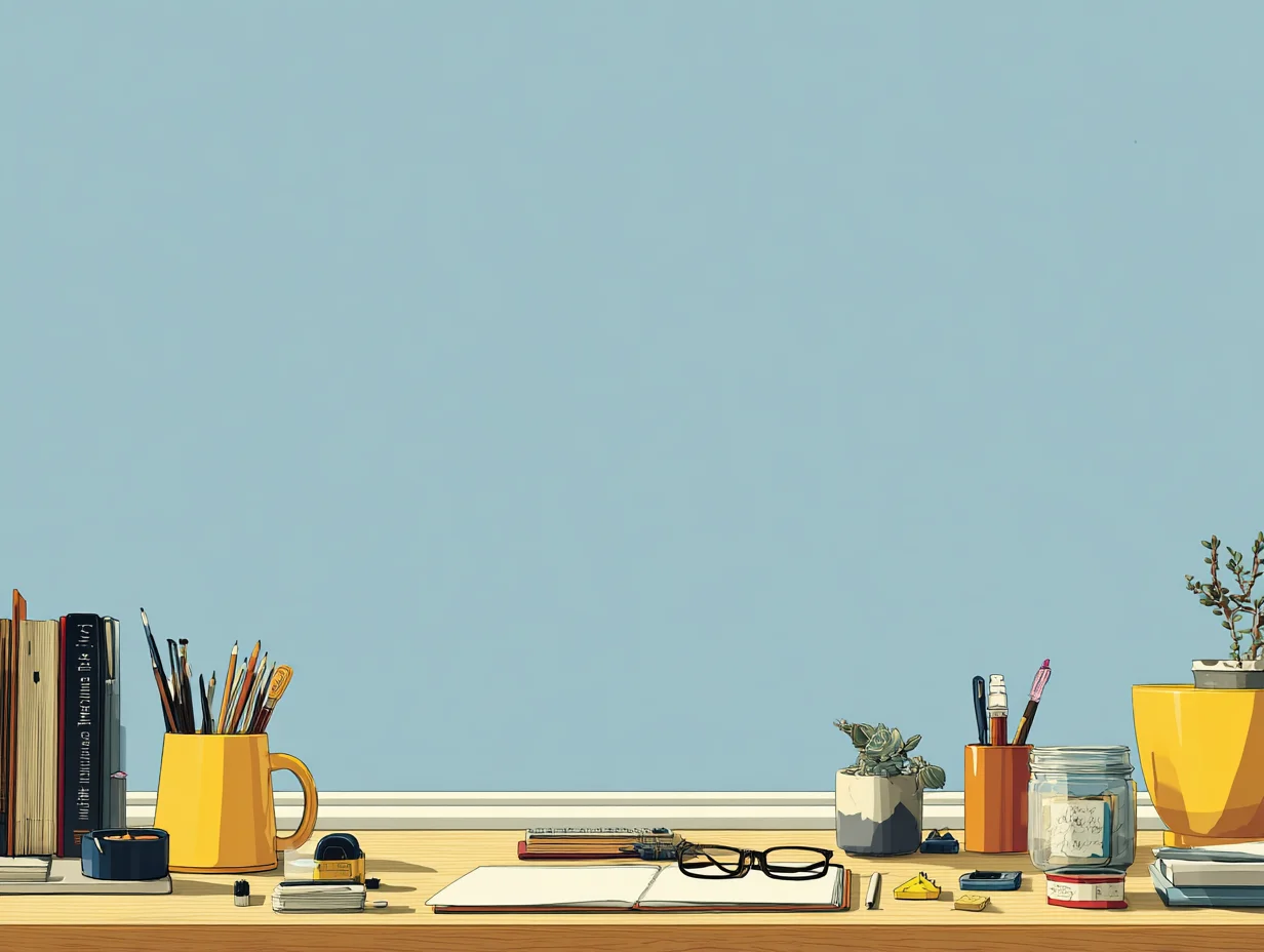 깔끔하게 정리된 책상 위 장면, 정리 습관이 주는 마음의 여유를 표현한 이미지.