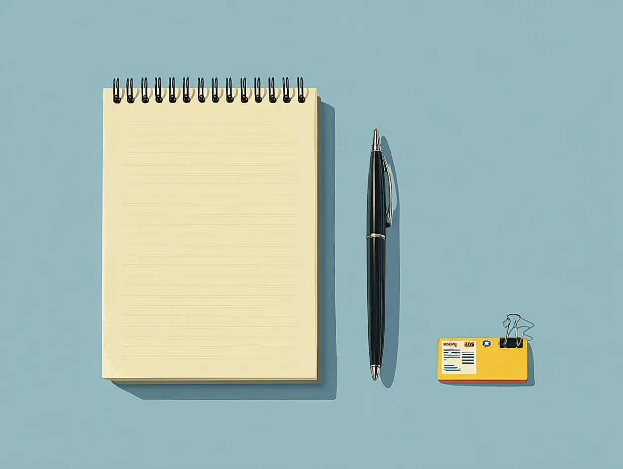 하루 5분 정리 습관을 상징하는 간결한 책상 장면.