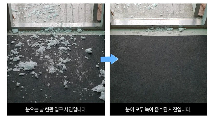 저프로파일 접착식 플로어 매트 위로 보행자와 카트가 끊김 없이 통과