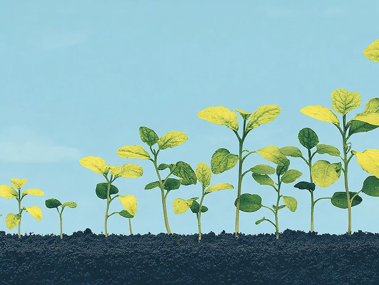 흙에서 싹이 돋아나는 장면