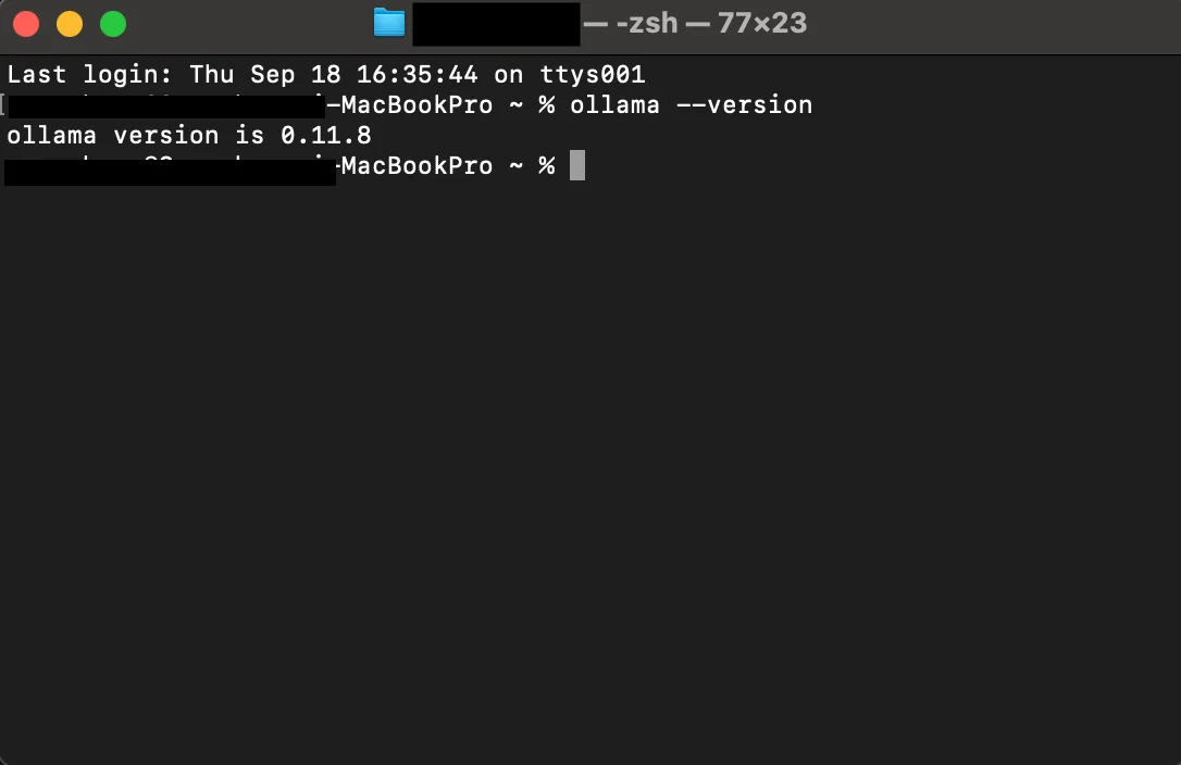 MacOS 터미널에서 Ollama 실행 화면