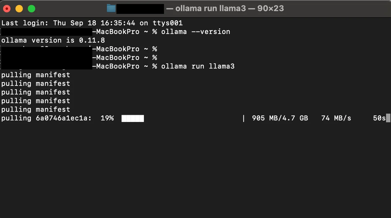 llama3 설치 화면