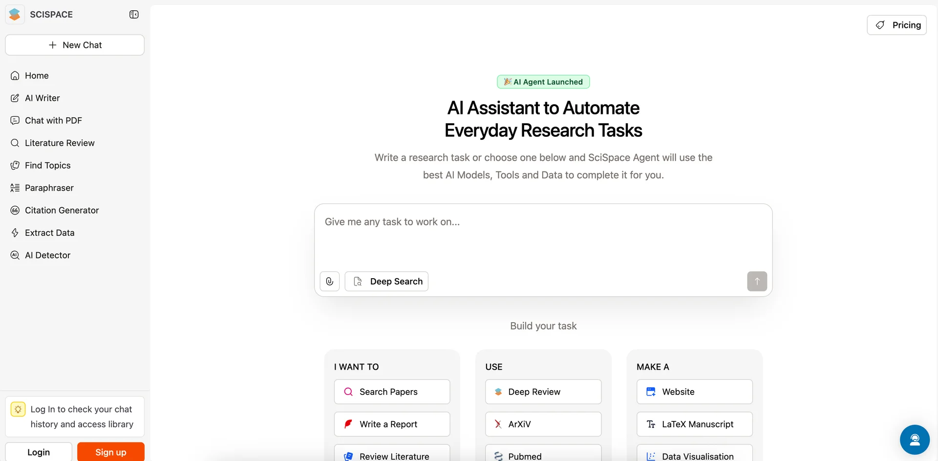 Scispace 서비스 화면