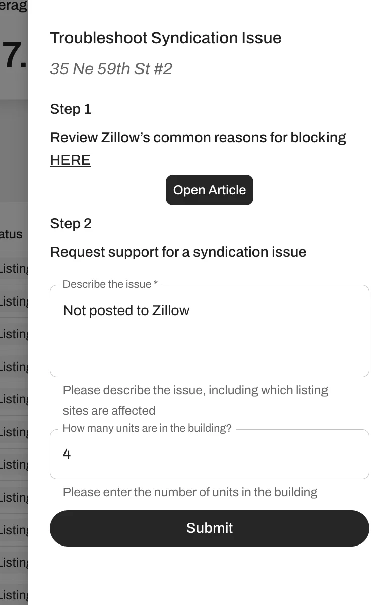 Click on "Report Listing" and view the troubleshooting support options or report your exact issue.