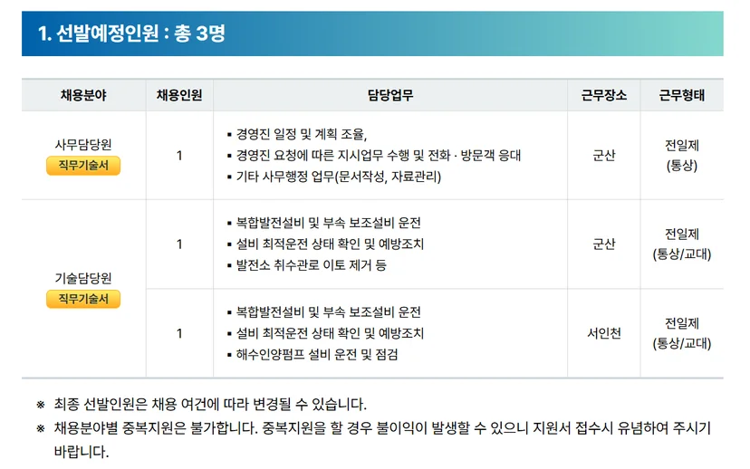 "한국서부발전 모집부분"