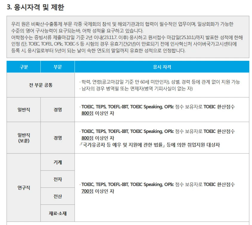 "2025년도 하반기 무역안보관리원 정규직 신입직원 어학"