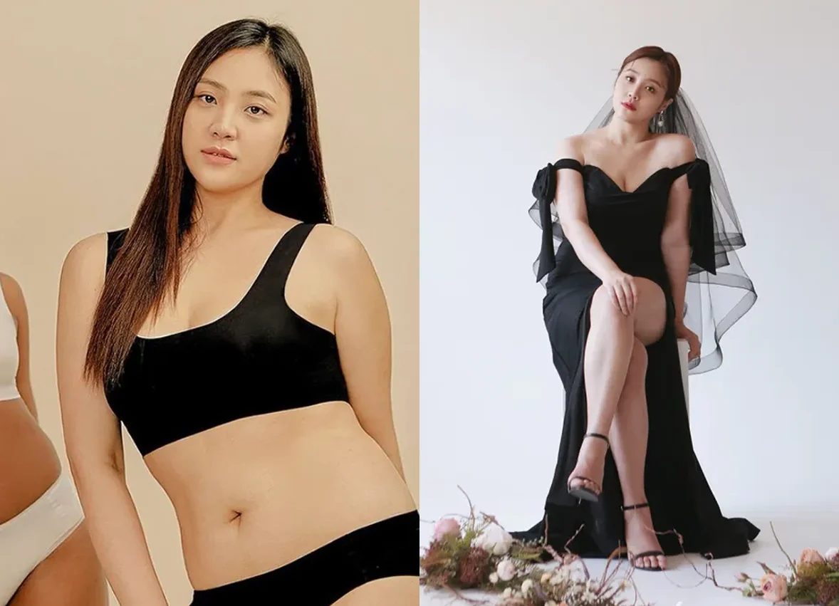 블랙 언더웨어 화보에서 내추럴한 매력을 선보이는 스포트라이트 플러스 사이즈 모델 소이