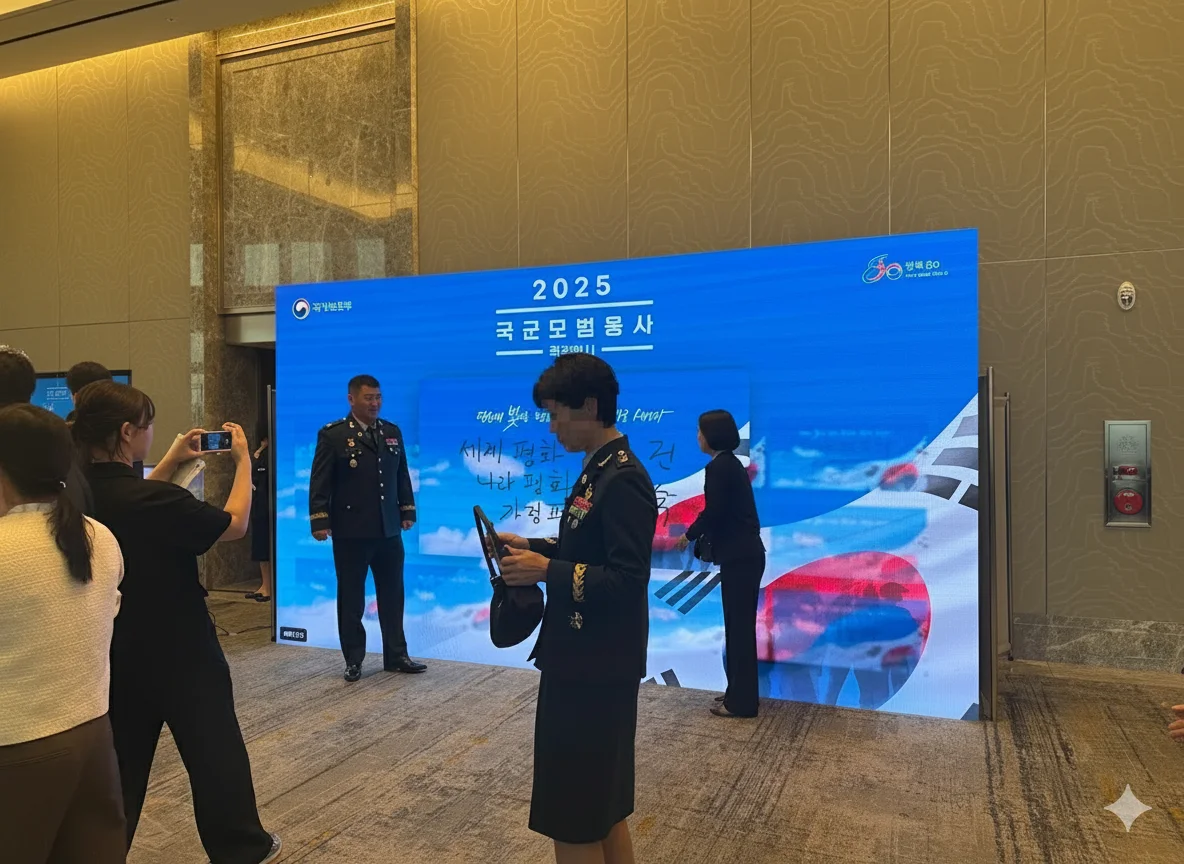 포토존으로 사용된 서명 송출 시스템(나노바나나로 편집)