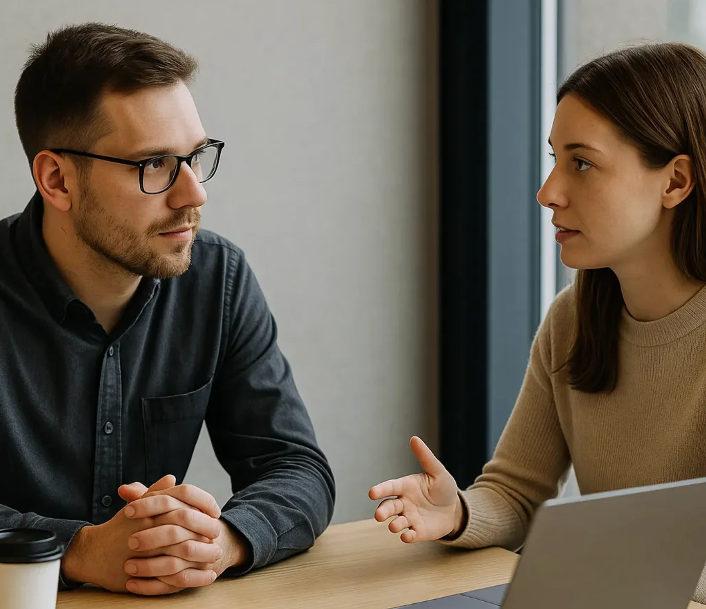 구성원과 대화를 나누는 리더의 모습