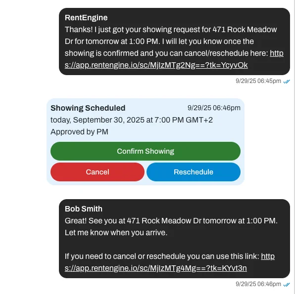 Review the pending showing in the Command Center. 