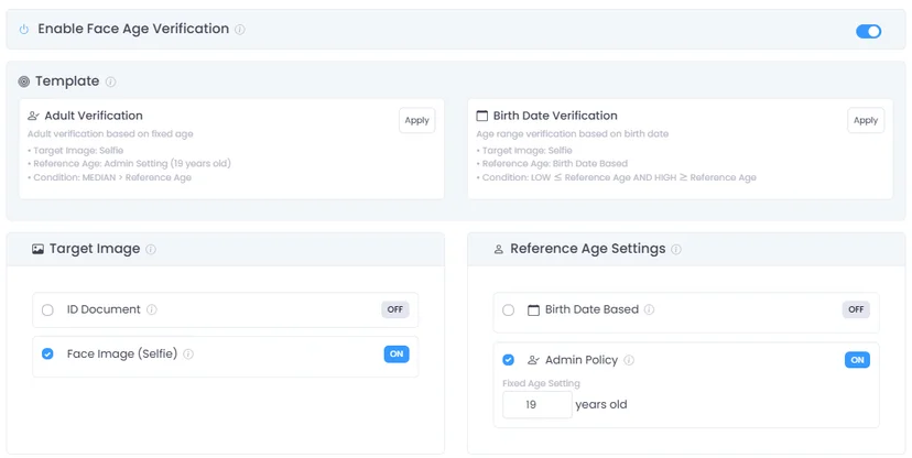 Face Based Age Verification in dashboard